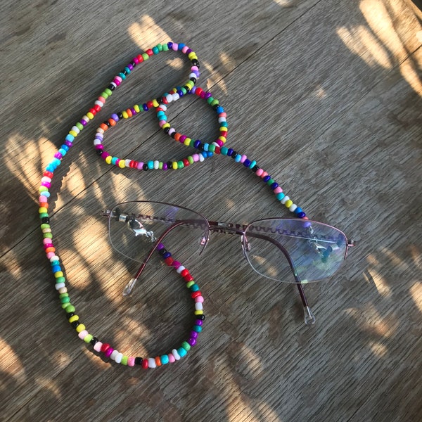 Boho hipster eyeglass necklace, eye glasses chains, eye wear retainer, colorful sunglasses strap, Hip style eyeglass cord, more colors