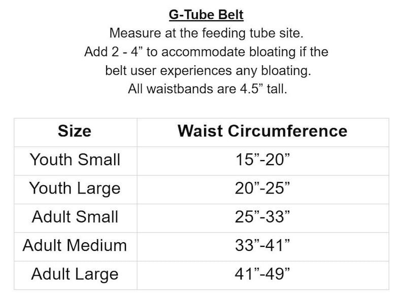 Feeding Tube Belt with Security Flap Infant to Adult sizes