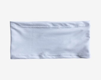 Ceinture SoftStretch blanche - compression légère pour housse de sac de stomie, récupération chirurgicale, tube d'alimentation, support de cathéter, bande de maternité,