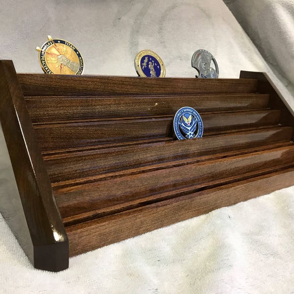 36 Coin Cherry Stepped Challenge Coin Display Rack