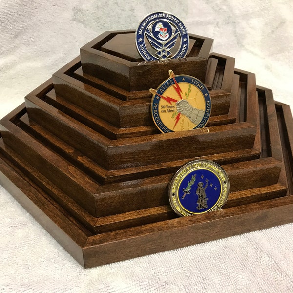 55 Coin Cherry Spinning  Hexagon Challenge Coin Display Rack