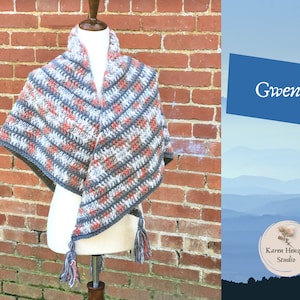 Hand-Made Crochet Triangle Shawl with Tassels - "Gwen" | scarf | prayer shawl | Gift for Women | handmade | Crochet Shawl | Women |