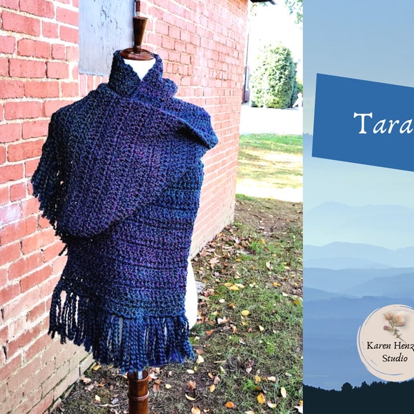 Hand-Made Crochet Shawl- Scarf with Fringe - "Tara" | scarf | prayer shawl | Gift for Women | handmade | Crochet Shawl | Women |