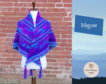 Hand-Made Crochet Triangle Shawl with Tassels - "Megan" | scarf | prayer shawl | Gift for Women | handmade | Crochet Shawl | Women |