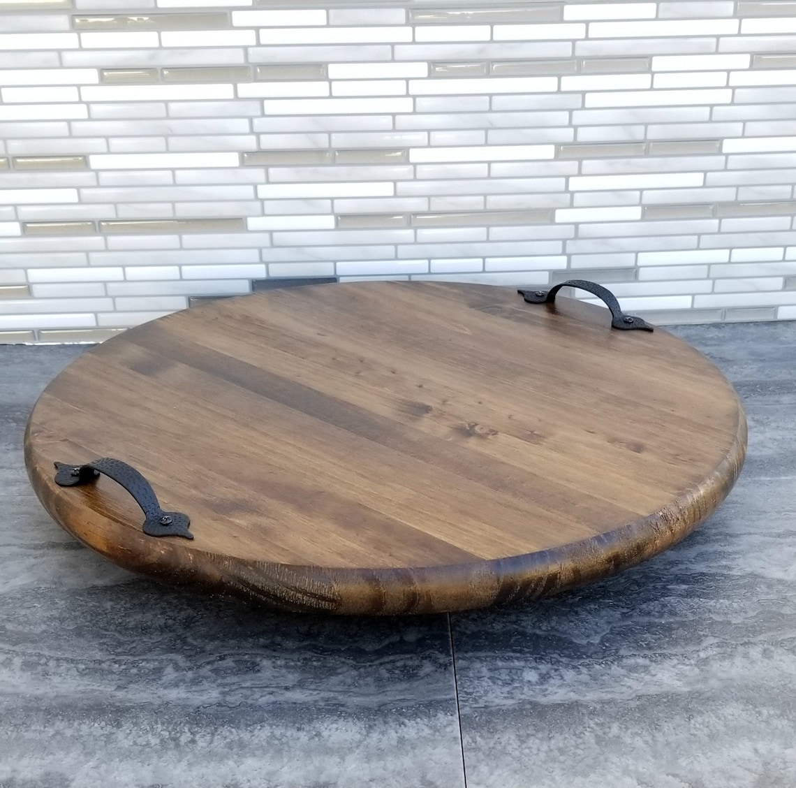 Lazy Susan Personalized / Wood Lazy Susan With Handles / Etsy