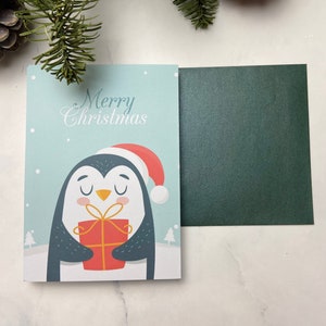 Weihnachtskarte mit passendem Umschlag - Pinguin