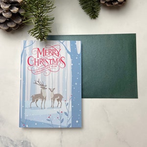 Weihnachtskarte mit passendem Umschlag - Rehe