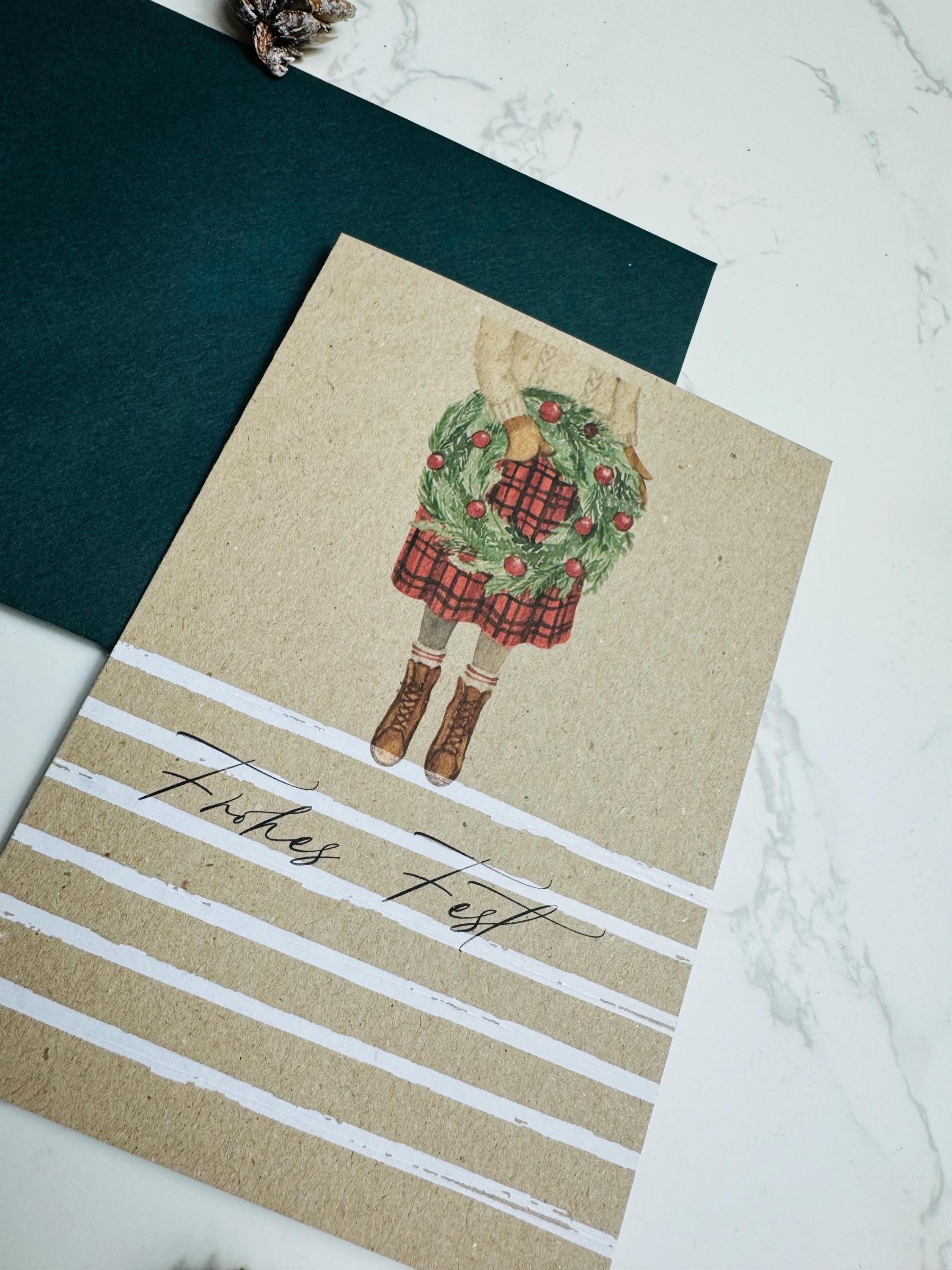 Weihnachtskarte Für Neffen Im Retro-Look – Mit Persönlicher Botschaft, Inkl. Umschlag