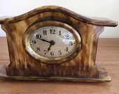 Bakelite Art Deco Mantle Clock in Faux Tortoiseshell