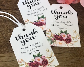 Peonies Thank You Tags, Wedding, Bridal Shower