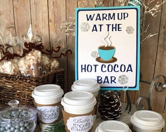 Hot Cocoa Table Sign, Hot Cocoa Bar, Winter Table Sign, Birthday, Baby Shower, Bridal Shower