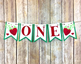 Strawberry One Highchair Banner, One Banner, Strawberry Birthday, Photo Prop