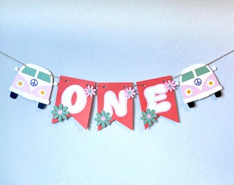 Retro Age Banner, Groovy Age Banner, Birthday Banner, Age Banner, VW Bus Banner
