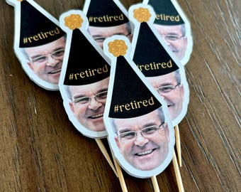 Custom Retirement Cupcake Toppers, Custom Face Toppers, Retirement Toppers