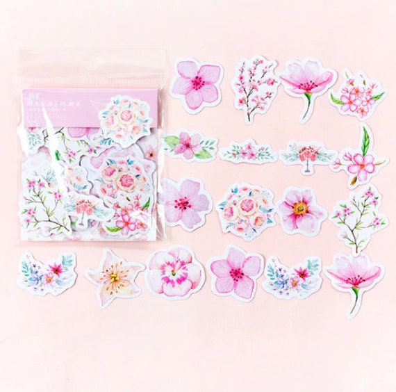 45 Pink Blush Flower Stickers Pink Flower Stickers Bullet | Etsy