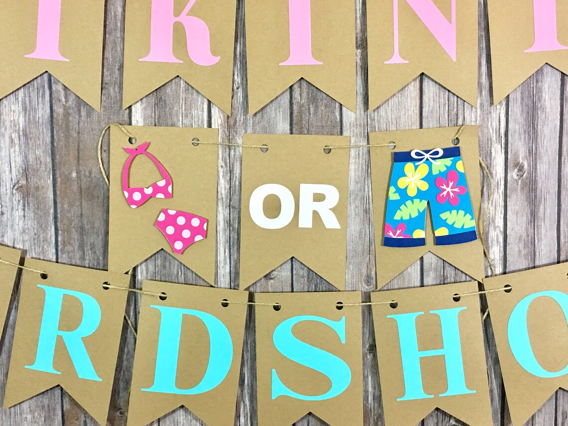Bikinis or Boardshorts Gender Reveal Banner Summer Decor Etsy