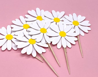 Daisy Mini Cupcake Toppers, 70’s Topper, Groovy Toppers, 70’s Party Cupcake Toppers, Groovy Cupcake toppers