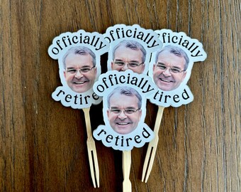 Custom Face Retirement Cupcake Toppers, Custom Cupcake Toppers, Cupcake Toppers, Custom Face Party