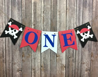 Pirate Highchair Banner, One Highchair Banner, Pirate Party, Under the Sea, First Birthday