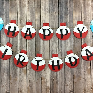 Bannière d’anniversaire de pêche, Bannière de bobber flottant, Décor de fête de pêche, Accessoires photo