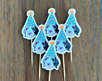 Custom Puppy Cupcake Toppers, Cat Toppers, Pet Cupcake Toppers, Custom Toppers