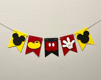 Mickey Inspired Banner, Mickey Birthday Banner