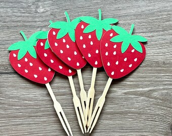 Strawberry Cupcake Toppers, Strawberries Toppers, Tutti Fruitti