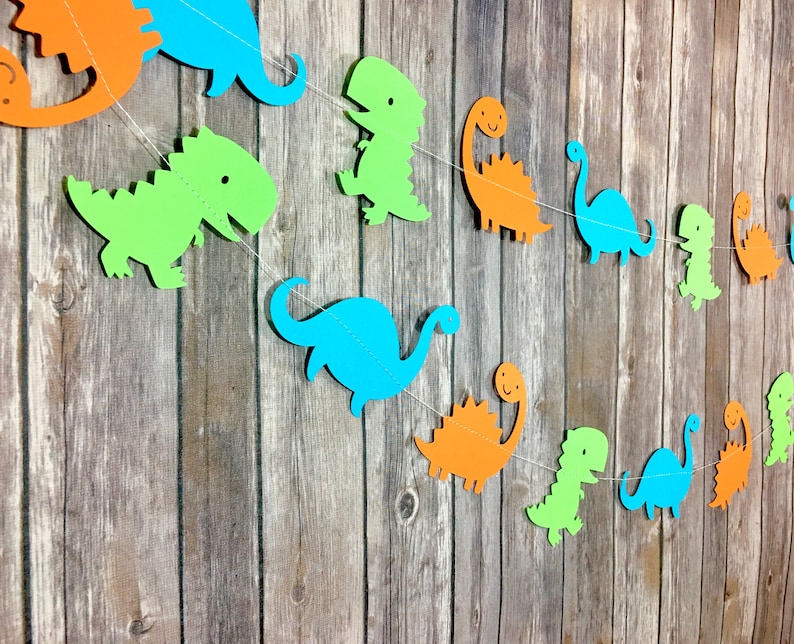 Dinosaurs Garland, Dinosaur Party, First Birthday, Baby Shower, Photo Prop zdjęcie 1