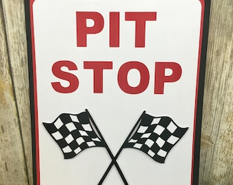 Cars Theme Pit Stop Sign, Pit Stop, Cars Birthday, Table Decor,