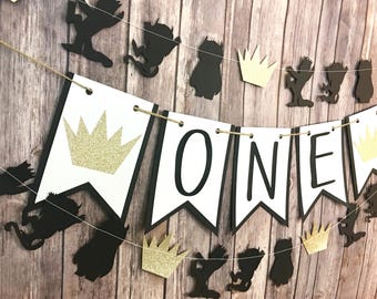 Where the Wild Things Are inspired One Banner, Highchair Banner, First Birthday, One Banner, Photo Prop