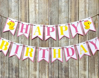 Ducky Birthday Banner, Rubber Ducky Birthday, First Birthday