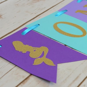 ONE Mermaid High Chair Banner, Under the Sea, Mermaid Party, Photo Prop, First Birthday, 1st Birthday, Birthday Party, Banner, Glitter Decor image 1