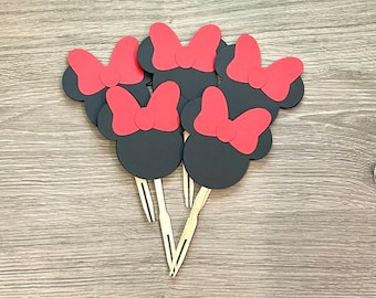 Minnie Mouse cupcake toppers, Minnie Mouse birthday