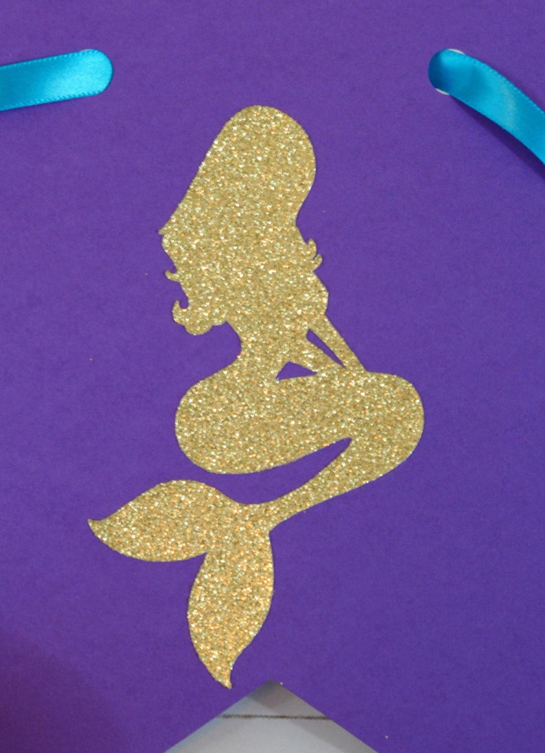 ONE Mermaid High Chair Banner, Under the Sea, Mermaid Party, Photo Prop, First Birthday, 1st Birthday, Birthday Party, Banner, Glitter Decor image 4