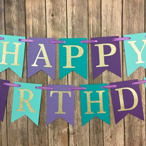 Mermaid Birthday Banner, Mermaid Glitter Banner, Under the Sea ...