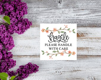 Floral Fragile Stickers, Fragile Stickers, Small Business Stickers