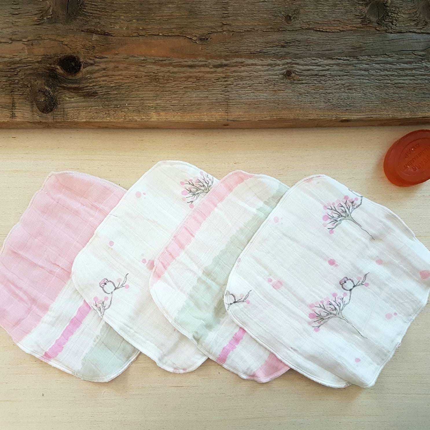 Baby Washcloths Set of 4 Muslin & Bamboo Washcloths Cloth Etsy