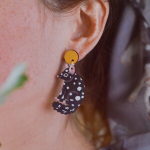 Australian Quoll Wood Earrings Eco