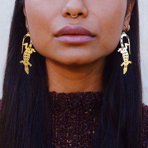 Gold Goanna Lizard Earrings