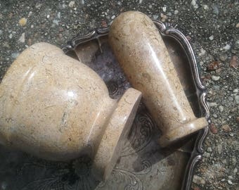 Small Mortar Pestle Fossil Stone