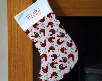 Handmade Personalised Christmas Stocking Robin Design