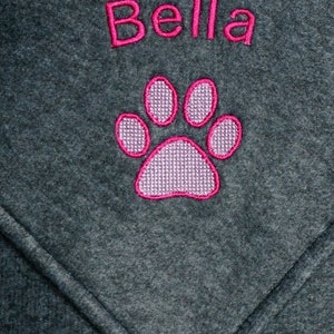 Personalised Embroidered Grey Fleece Dog Cat Pet Blanket with Paw or Bone Design image 5