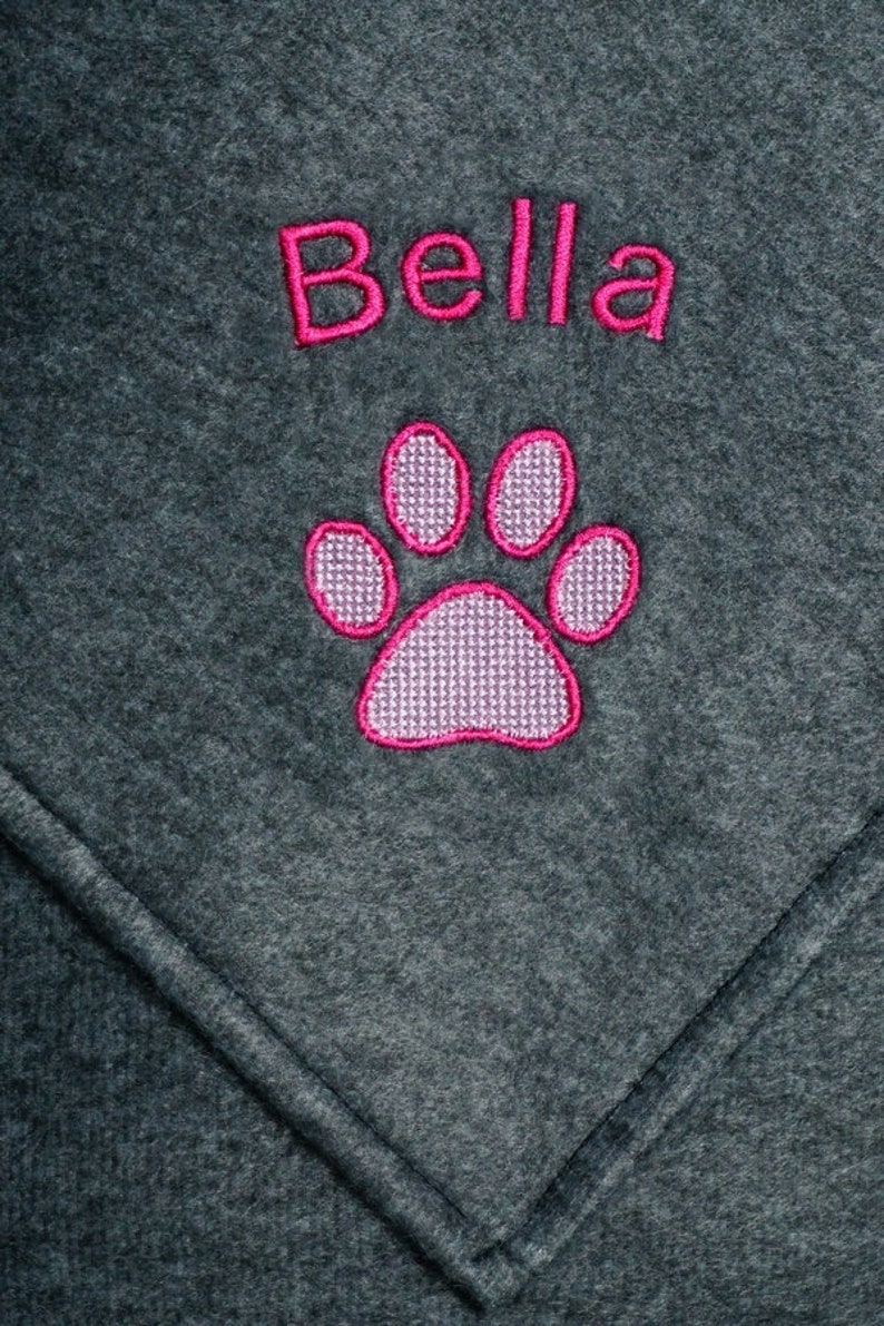 Personalised Embroidered Grey Fleece Dog Cat Pet Blanket with Paw or Bone Design image 5