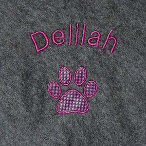 Personalised Embroidered Grey Fleece Dog Cat Pet Blanket with Paw or Bone Design image 7