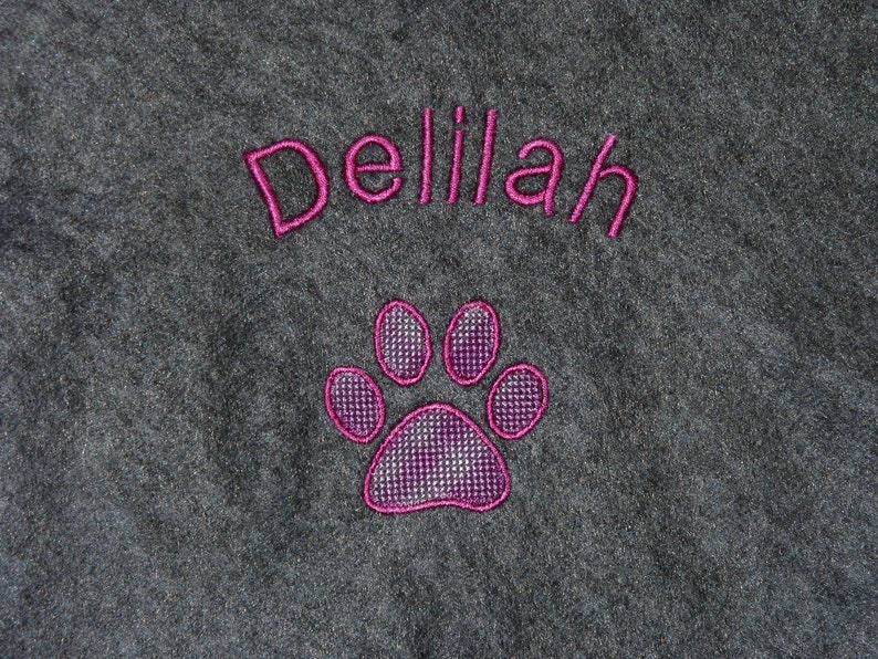 Personalised Embroidered Grey Fleece Dog Cat Pet Blanket with Paw or Bone Design image 7