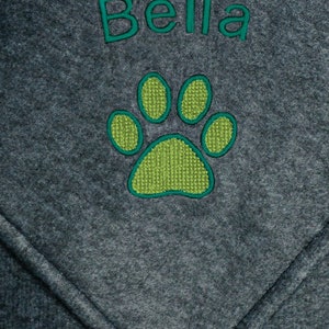 Personalised Embroidered Grey Fleece Dog Cat Pet Blanket with Paw or Bone Design image 6