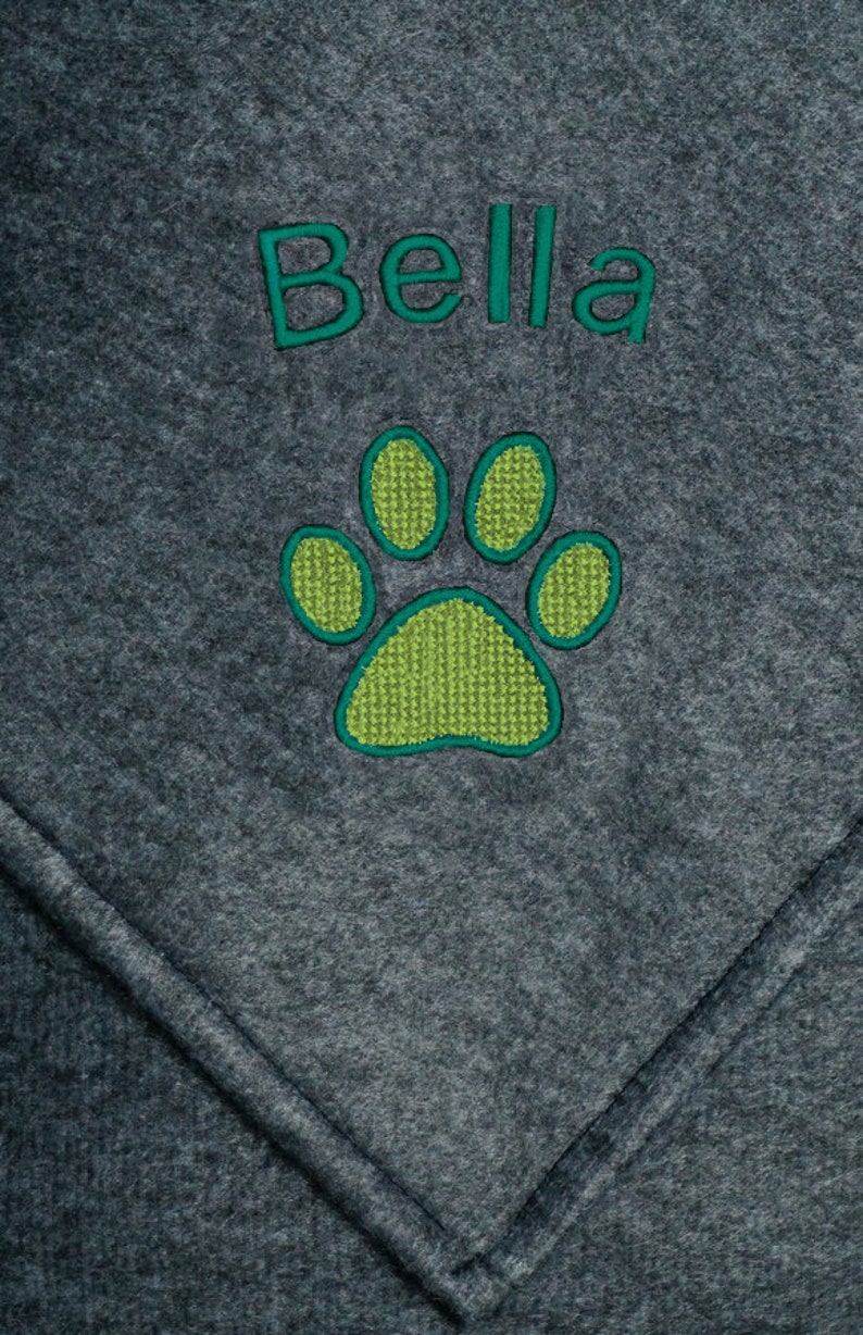 Personalised Embroidered Grey Fleece Dog Cat Pet Blanket with Paw or Bone Design image 6