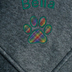 Personalised Embroidered Grey Fleece Dog Cat Pet Blanket with Paw or Bone Design image 9