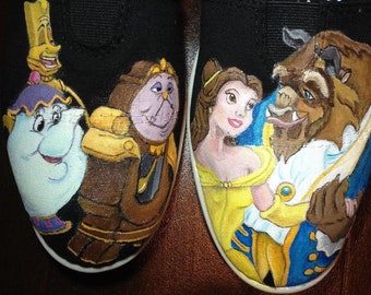 Beauty and The Beast Shoes, Vans, Toms, Converse - Custom Shoes