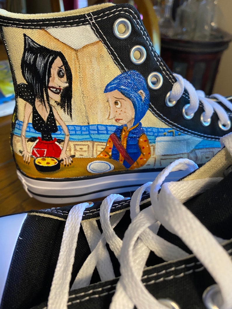 Coraline Shoes, Coraline and Wybie, Custom Vans, Converse Etsy